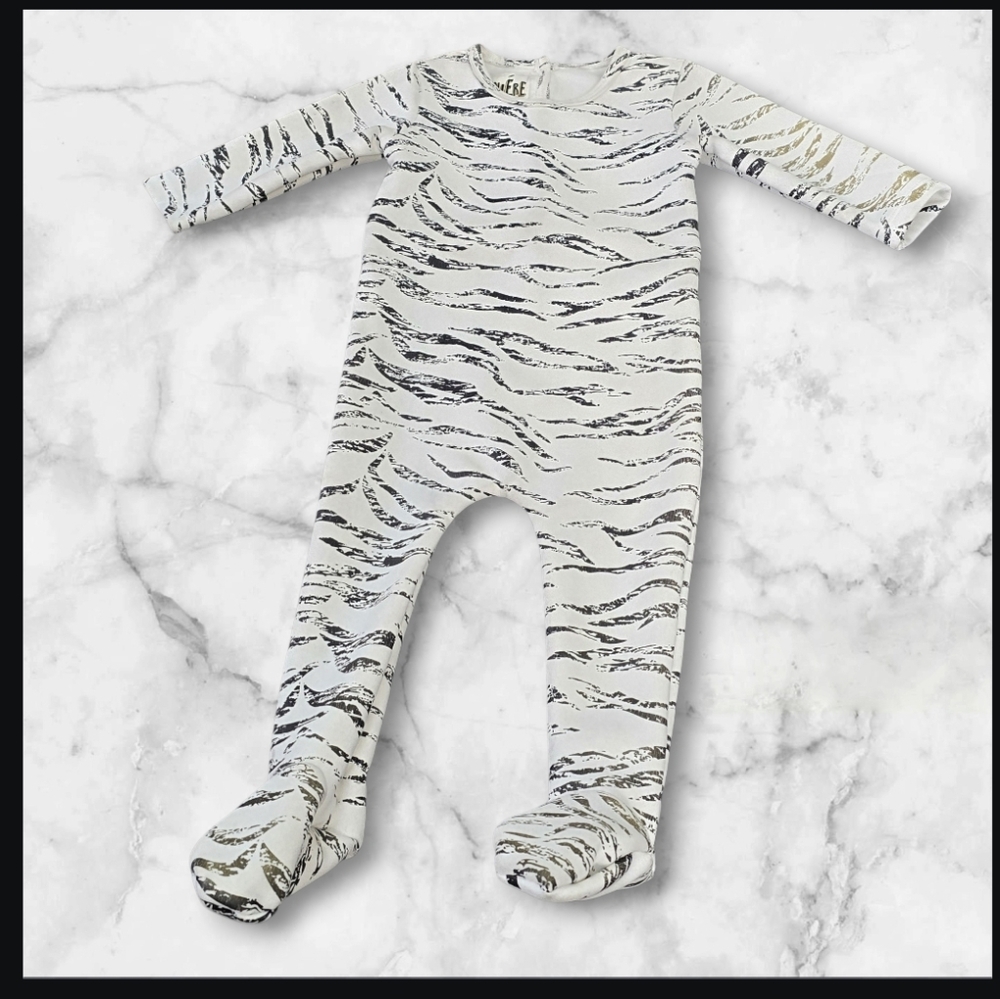 New Maniere Child White/ Black Animal Print One Piece (SIZE: 12M) NWOT